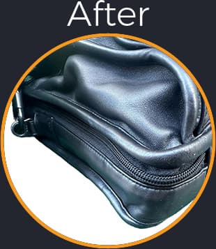 Tumi Leather Briefcase with Scuffing, Scratches, Fading, Discoloration Fully Recolored and Restored - After Picture