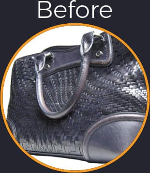 Leather Cole Haan Blue Handbag with Scuffs and Discolored Refurbished - Before Picture