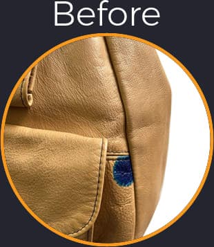 Vintage Leather Bag with Blue Sharpie Stain Removed with Color Restoration - After Picture