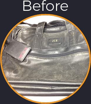 Tumi Briefcase with Color Fading Restored with our Professional Color Restoration Redyeing Process - Before Picture