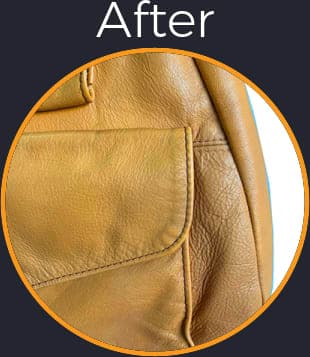 Vintage Leather Bag with Blue Sharpie Stain Removed with Color Restoration - After Picture