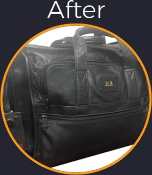 Tumi Briefcase with Color Fading Restored with our Professional Color Restoration Redyeing Process - After Picture