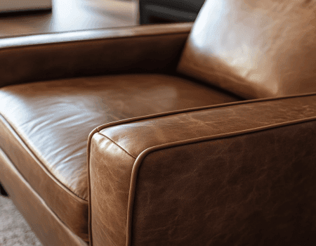 Restoring leather chair with expert restoration and renewal techniques Leather restoration of premium brand chair using expert repair techniques