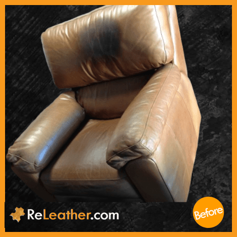 Tan aniline recliner American Leather Orange County before