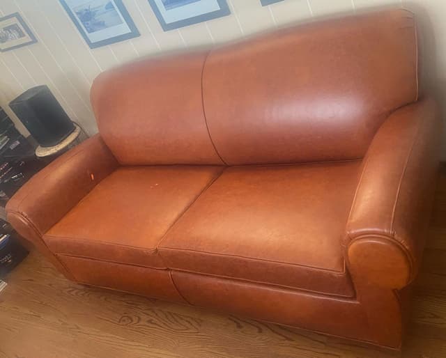 After Picture of Leather Reupholstery Thomasville Sofa San Diego