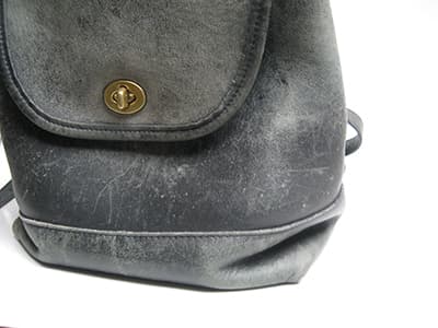 Designer Purse Restoration Black Leather Recolored Restored Closeup Designer Purse Restoration Black Leather Recolored Restored Closeup