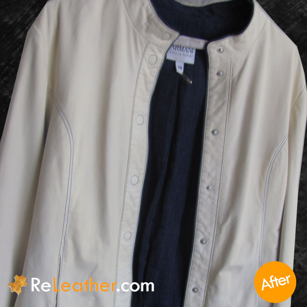 Leather Color Restoration and Spot Removal for Designer Women's Jacket - After