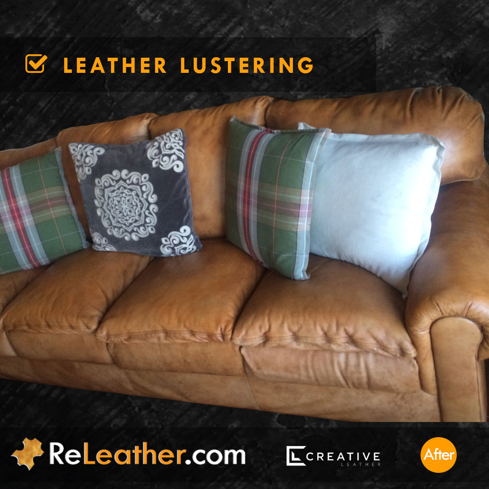 Color Restoration Tan Leather Sofa  - After