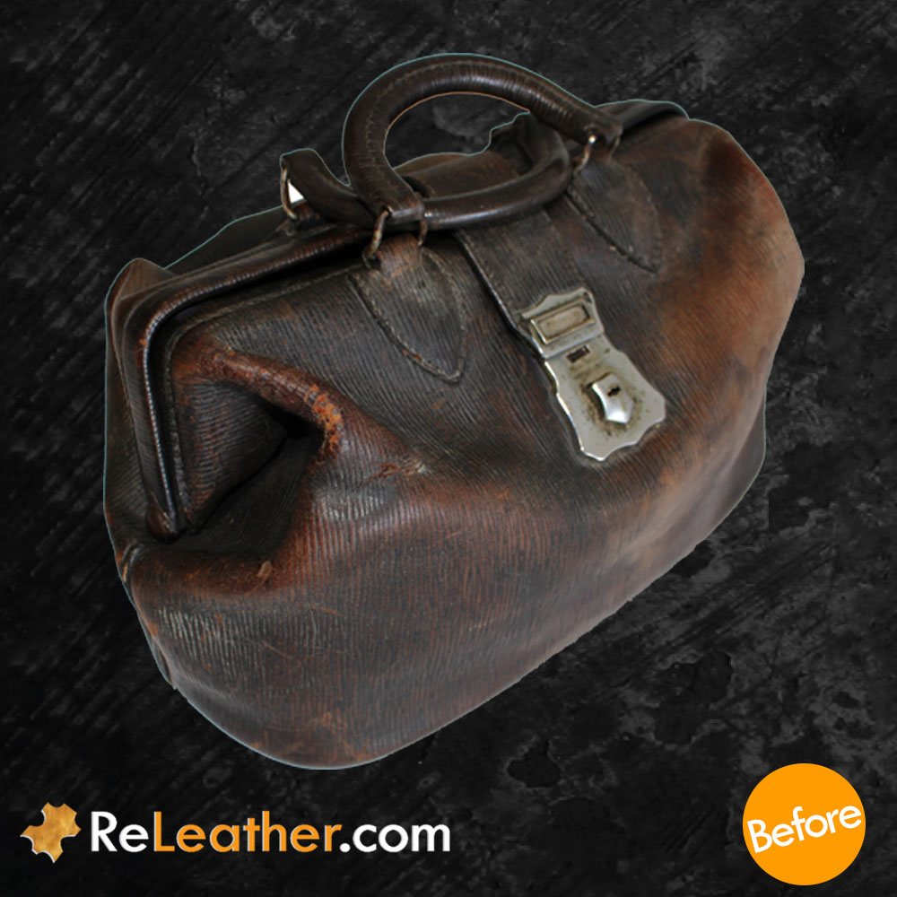 Leather Refurbishing Antique Leather Lawyer's Case - Before