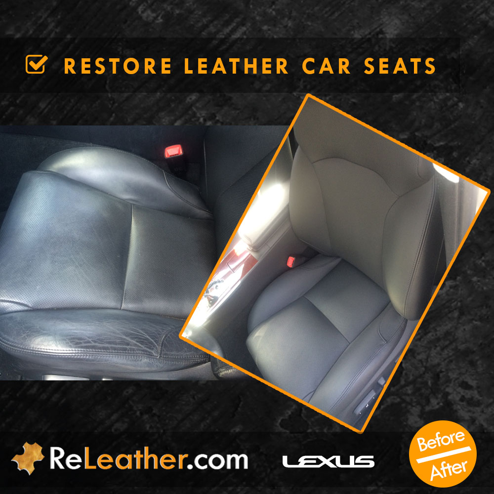 Leather Refinishing Lexus Dark Grey Car Seats