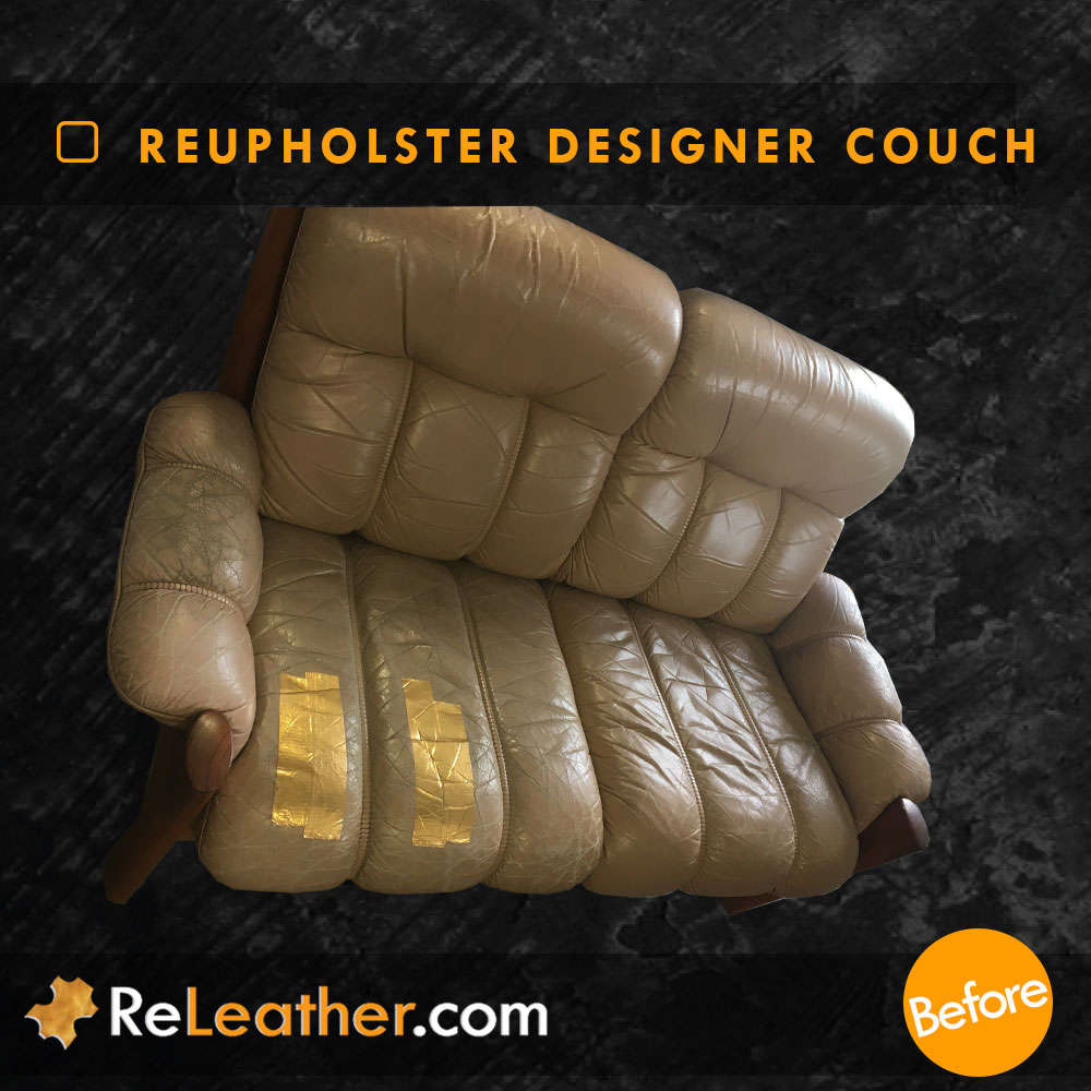 Leather Reupholstery for Scandinavian Designer Leather Couch - Before