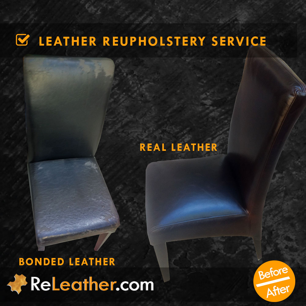 Bonded Leather Dining Chair Upholstered to Real Leather